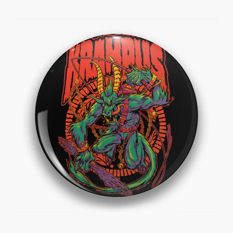 Krampus Holiday Mythology Illustration Pin