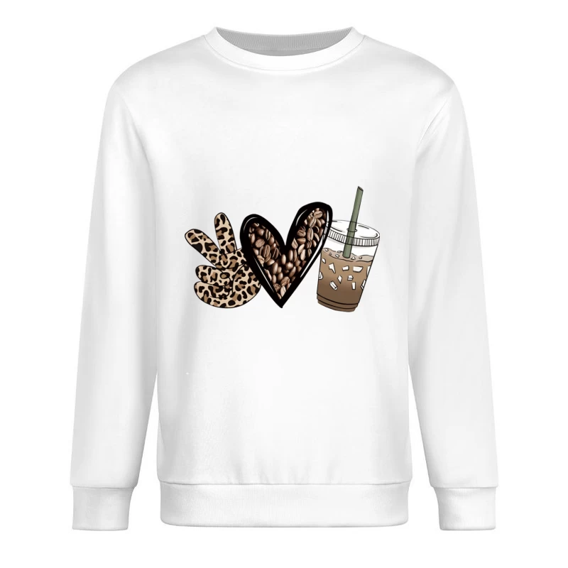 Frieden, Liebe und Eiskaffee Herren Pullover Sweatshirt