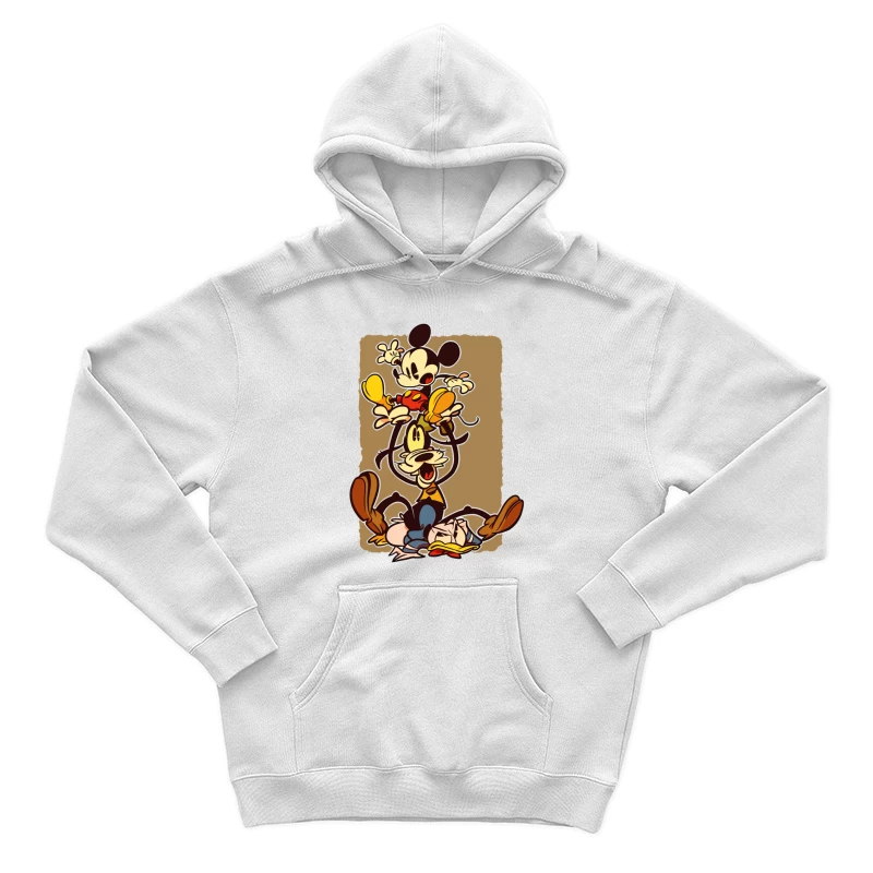 Classic Cartoon Chaos: A Tower of Laughter Male Pullover Hoodie