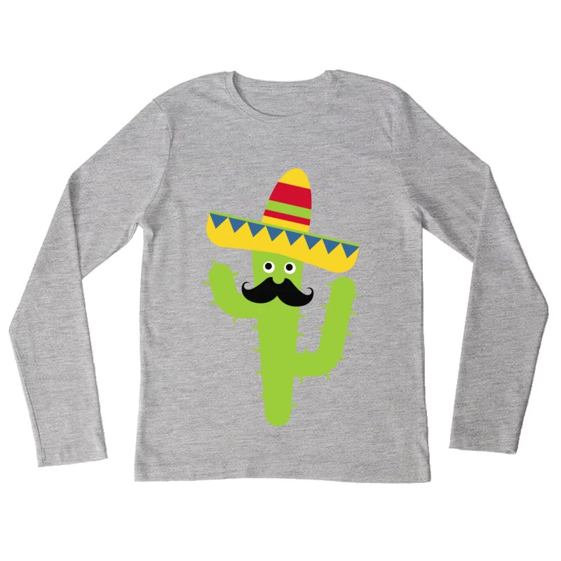 Cactus avec sombrero coloré Femme Manches Longues T-Shirt