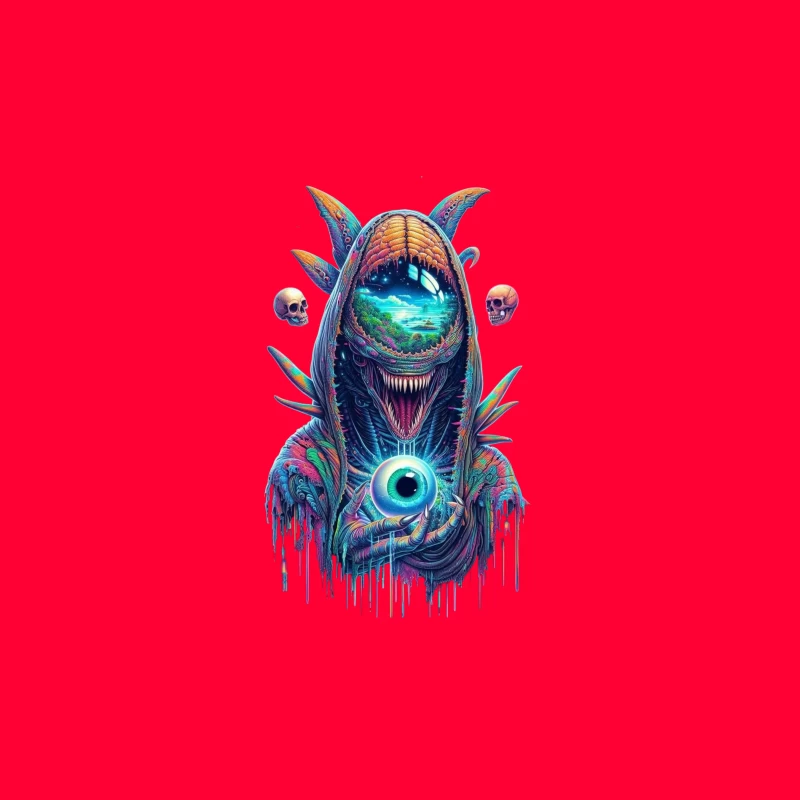 Surreal Cosmic Monster in Vibrant Colors Travel Mug
