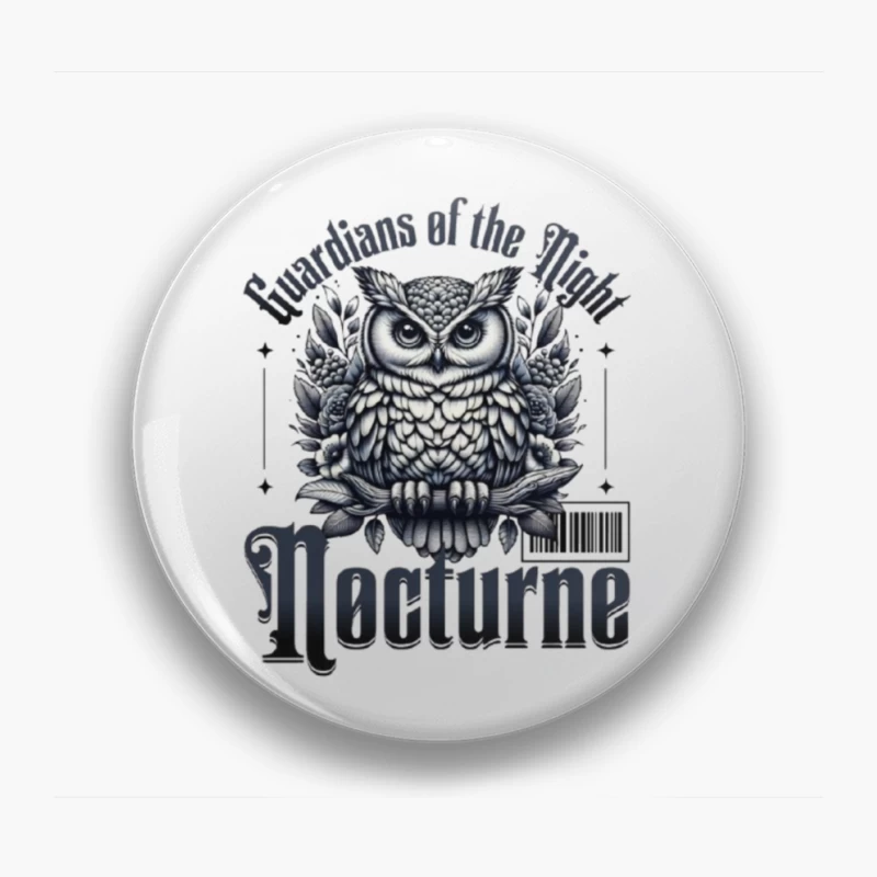 Gothic Night Guardian Owl Vintage Illustration Pin