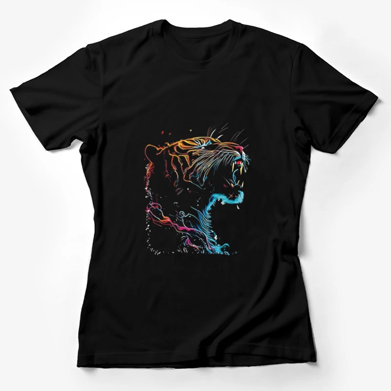 Bunte Tigerkunst, Farbe, Linienkunst Damen T-Shirt