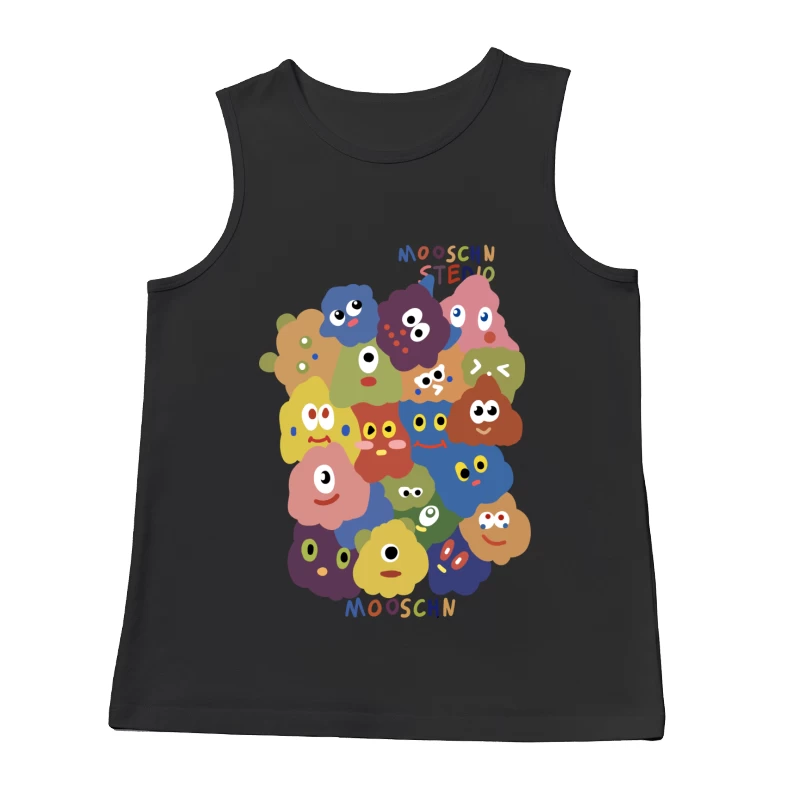 Bunte Cartoon-Gesichter Collage Herren Tanktops