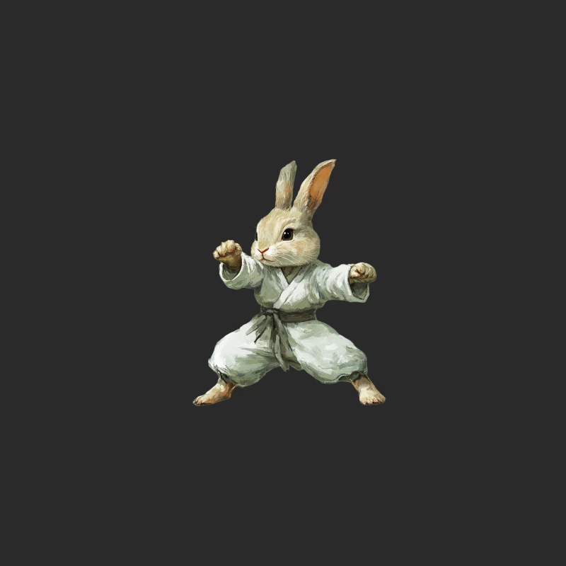 Karate Rabbit: Anthropomorphic Animal in Martial Arts Stance Baseball Cap