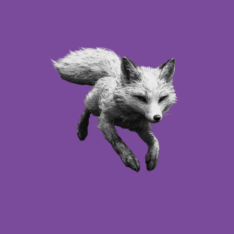 Leaping Fox: Wildlife Sketch in Black and White Male T-Shirt