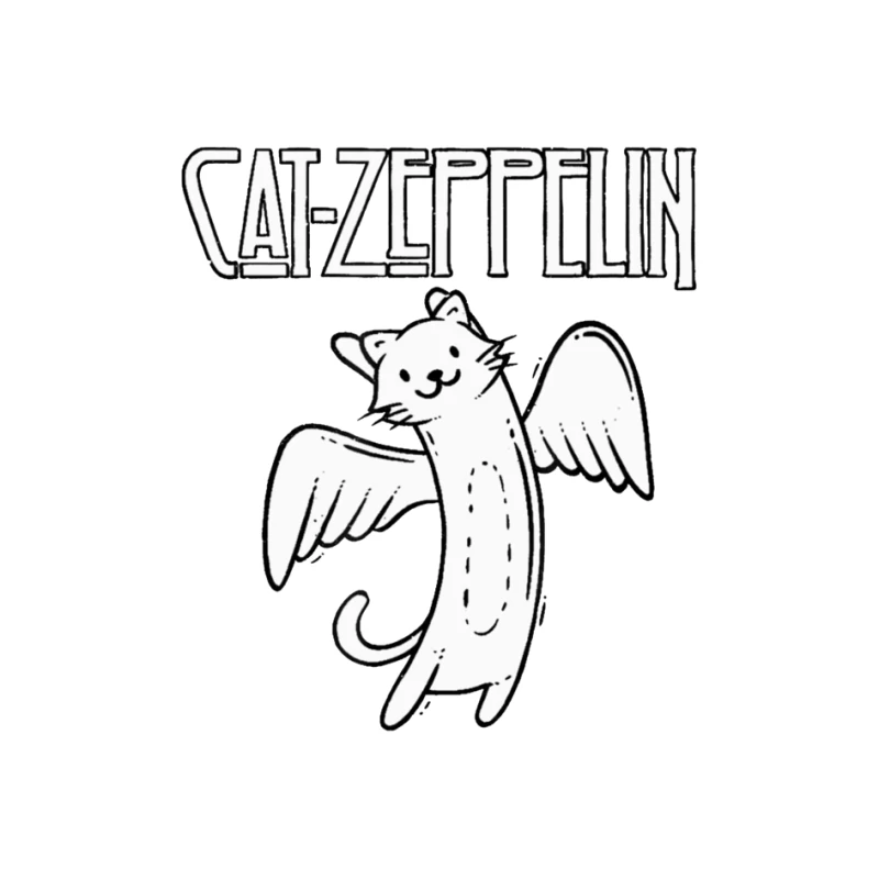 Flying Cat Zeppelin Logo - Musical Band Cartoon Pin