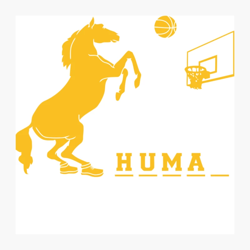 Yellow Horse and Basketball Sports Logo Pin
