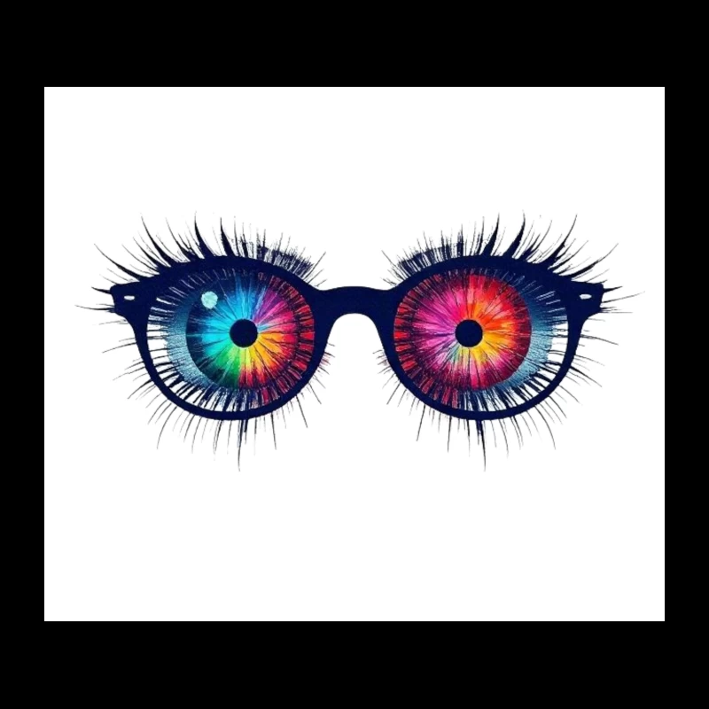 Psychedelic Rainbow Eyes Behind Glasses Tapestry