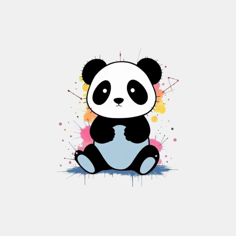 Adorable Cartoon Panda with Watercolor Splash Background Male Tank Top