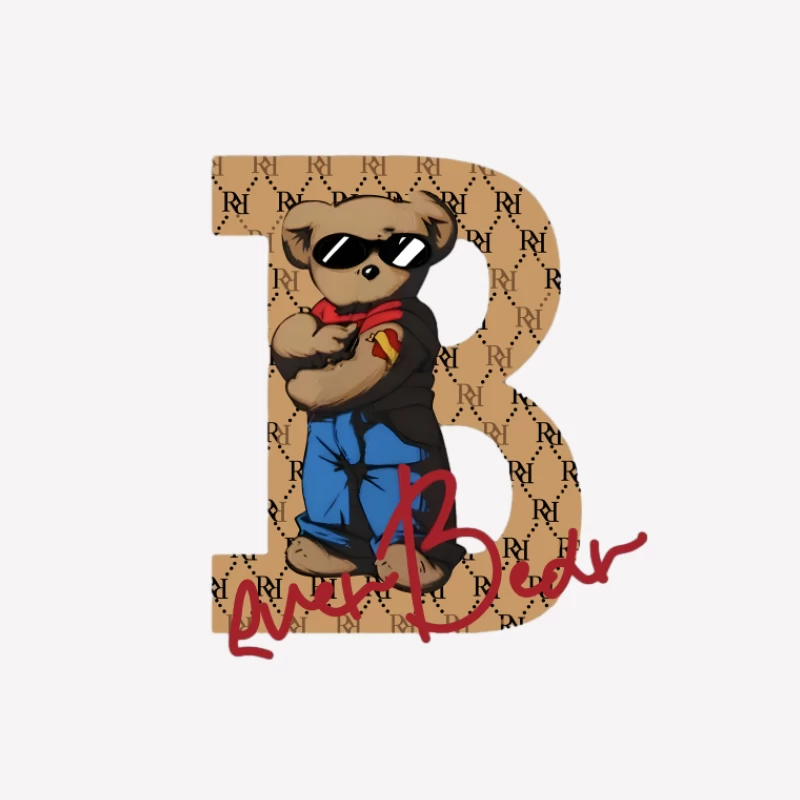 Cooler Bär Illustration mit Buchstabe B Hintergrund Herren T-Shirt