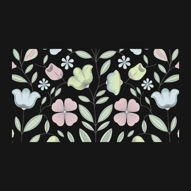 Pastel Floral Symmetry: A Delicate Botanical Pattern Desk Mat