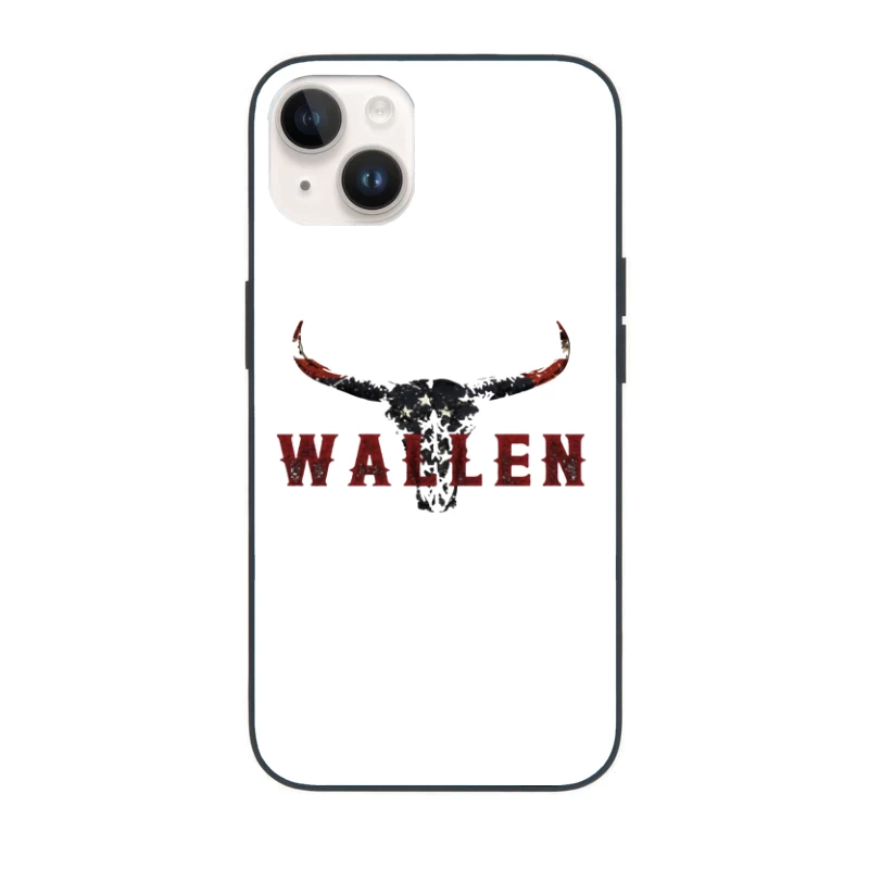 American Patriotic Western "Wallen" Logo with Flag-Patterned Bull Skull iPhone Case