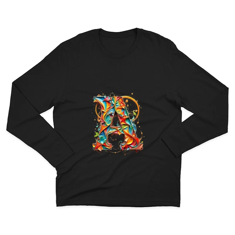 Vibrant Paper Quilled Letter A Typography Art Male Long Sleeve T-Shirt