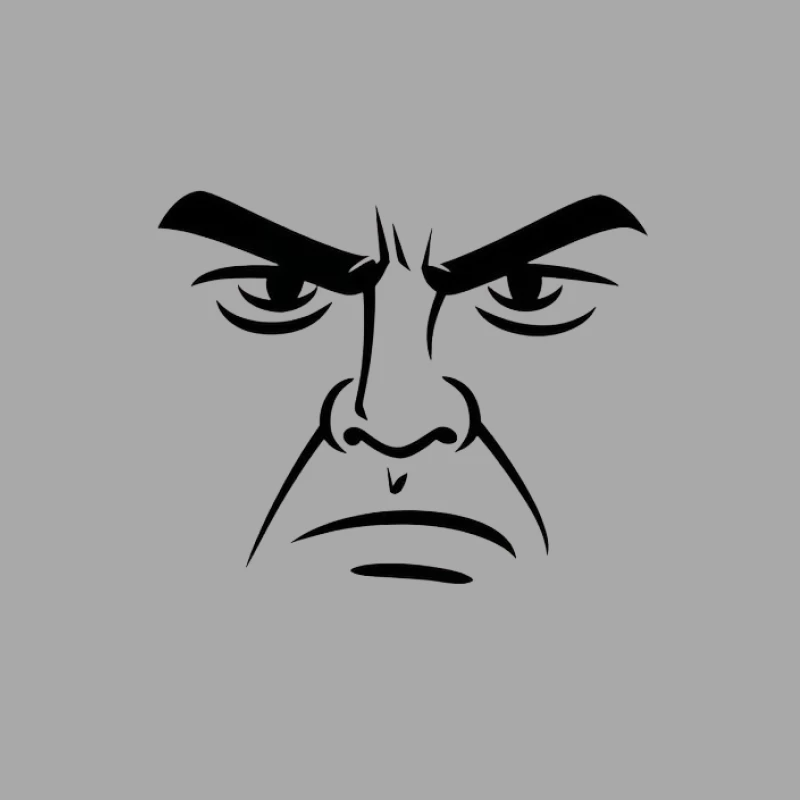 Minimalist Angry Face Expression Sketch Male Pullover Hoodie
