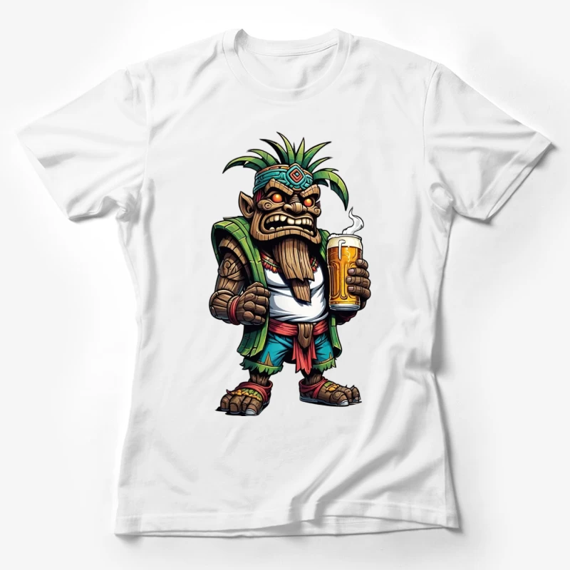 Angry Tribal Character with Beer Female T-Shirt