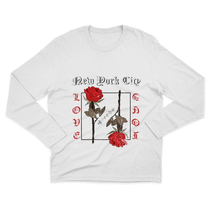 Rêves de roses de la ville de New York Homme Manches Longues T-Shirt