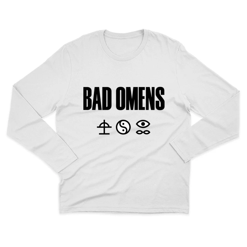 Bad Omens Band Logo with Mystical Symbols in Black and White Male Long Sleeve T-Shirt