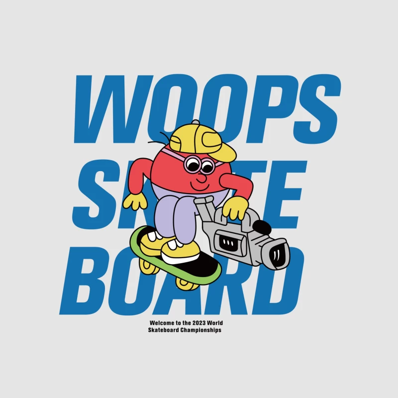 Comicfigur auf Skateboard mit Kamera Herren Pullover Hoodie
