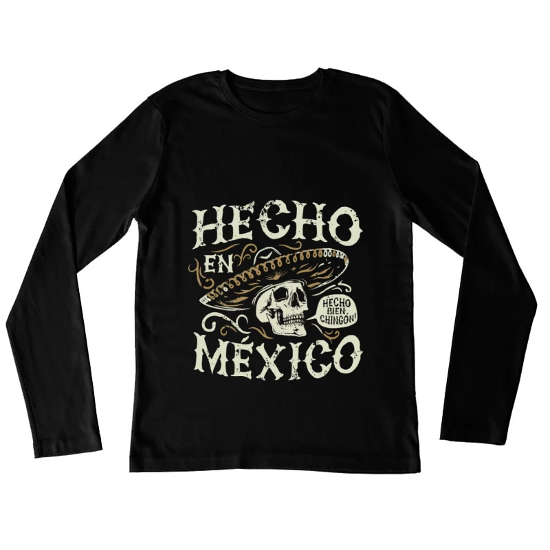 Hecho en México Schädel Design Damen Langarm T-Shirt