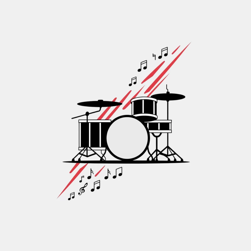 Minimalist Drum Set with Musical Notes Design Male Tank Top