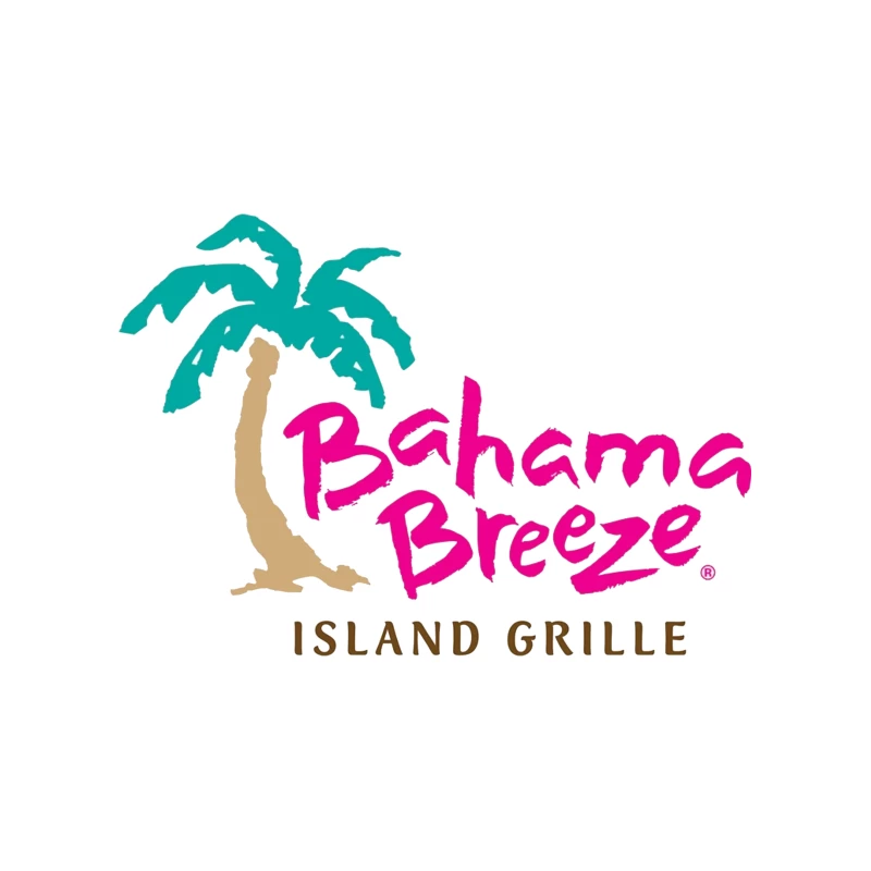 Bahama Breeze Island Grille Restaurant Logo with Tropical Palm Tree Tapestry