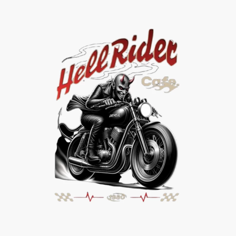 Hell Rider Vintage Cafe Racer Devil Motorcycle Art Cotton Tote Bag