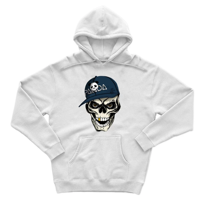 Skull with Panda Cap Graphic Illustration Male Pullover Hoodie