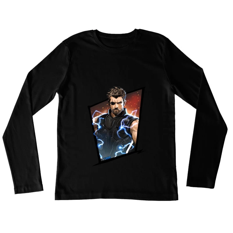 Superhero Character with Lightning Effects Female Long Sleeve T-Shirt
