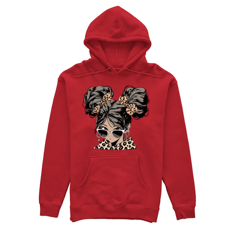 Modische Anime-Figur mit Leopardenmuster-Accessoires Damen Pullover Hoodie