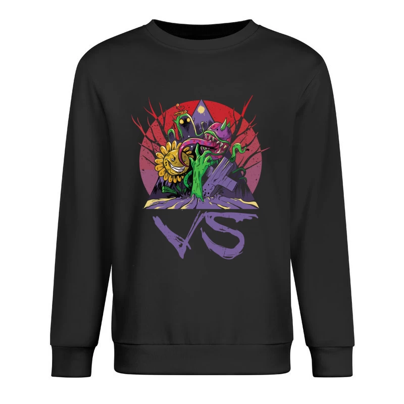 Monsters vs. Plants: A Whimsical Battle Male Pullover Sweatshirt