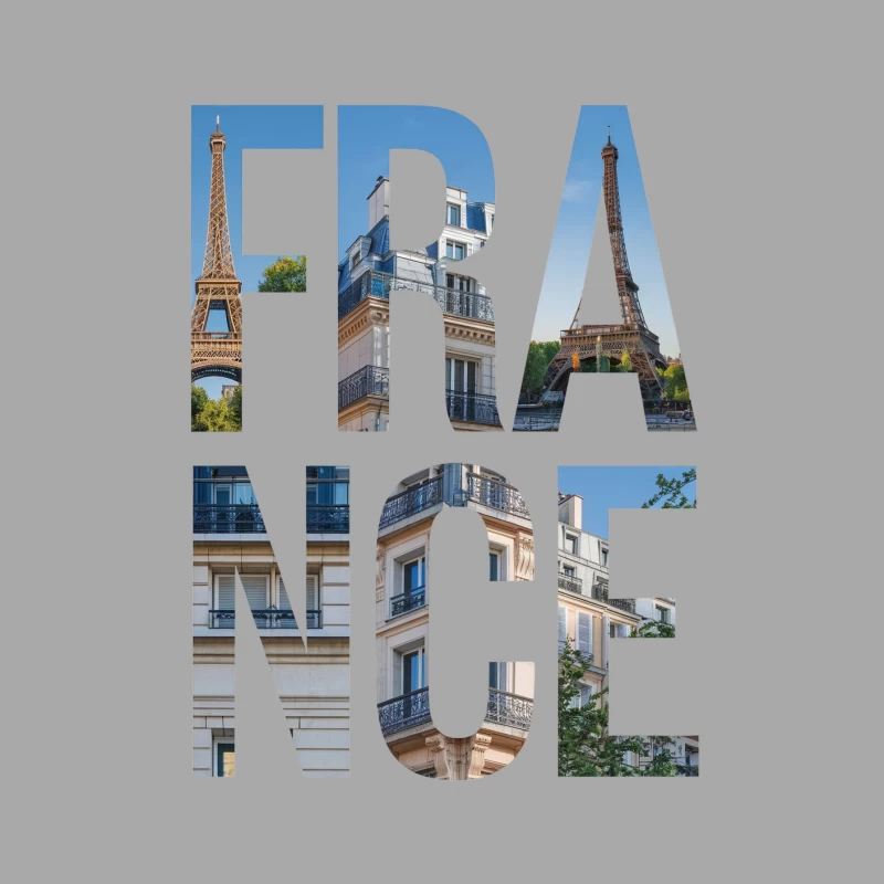 Parisian Panorama: Eiffel Tower Meets Architectural Typography Male Pullover Hoodie