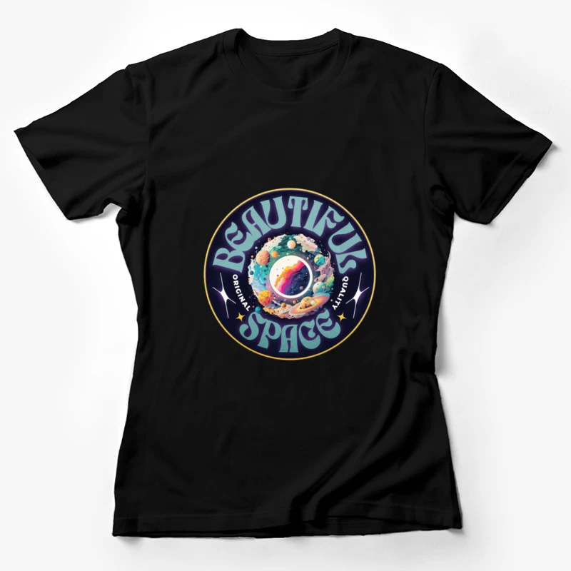 Œuvre d'art spatiale avec planètes Femme T-Shirt