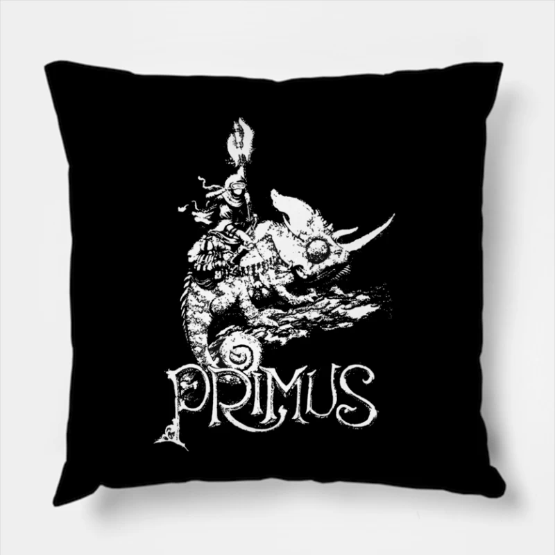 Abstract Swirling Typography: Primus Logo Design Throw Pillow