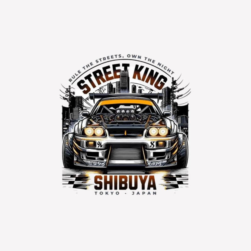 Street King: Modified Toyota Supra in Shibuya Night Scene Male T-Shirt