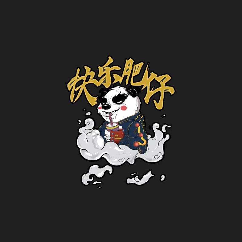 Fröhlicher Panda genießt Getränk Herren Tanktops