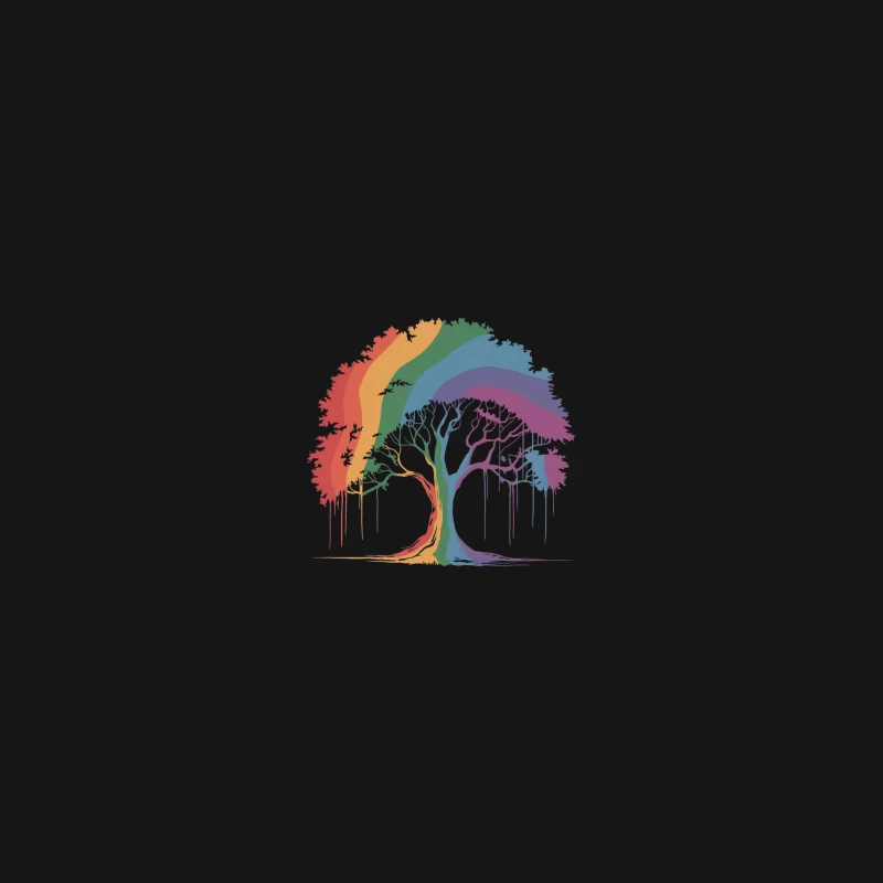 Vibrant Rainbow Tree: A Colorful Symbol of Nature and Diversity Desk Mat