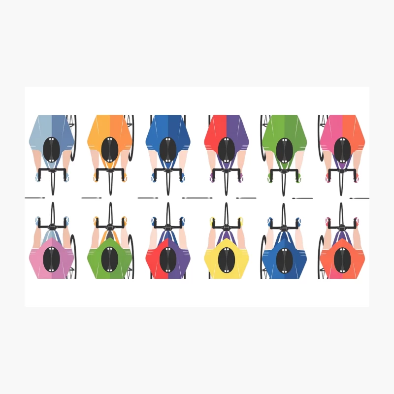 Colorful Geometric Pattern of Bicycles from Above Travel Mug