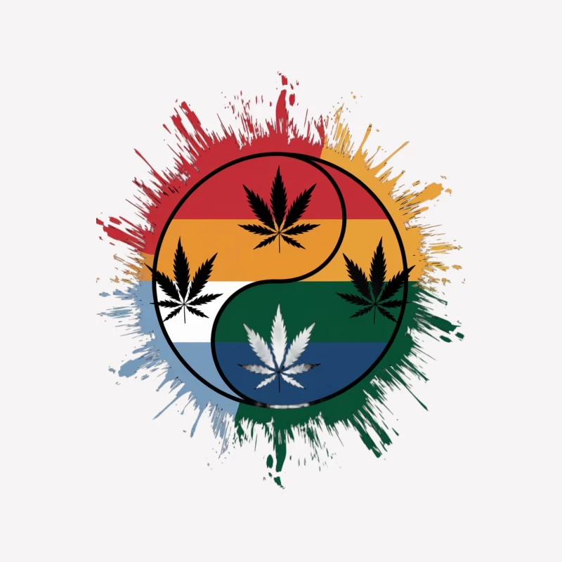 Rainbow Cannabis Yin Yang with Pride Splash Female T-Shirt