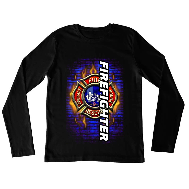 Feuerwehr Abzeichen mit Feuerwehrmann Damen Langarm T-Shirt