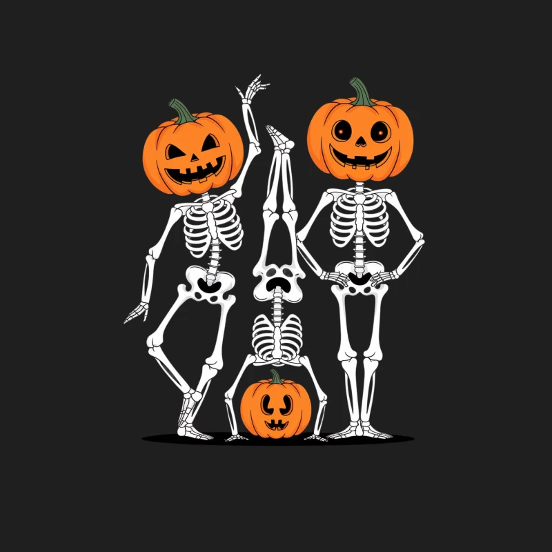 Spooky Halloween Pumpkin-Headed Skeletons Illustration Male Tank Top