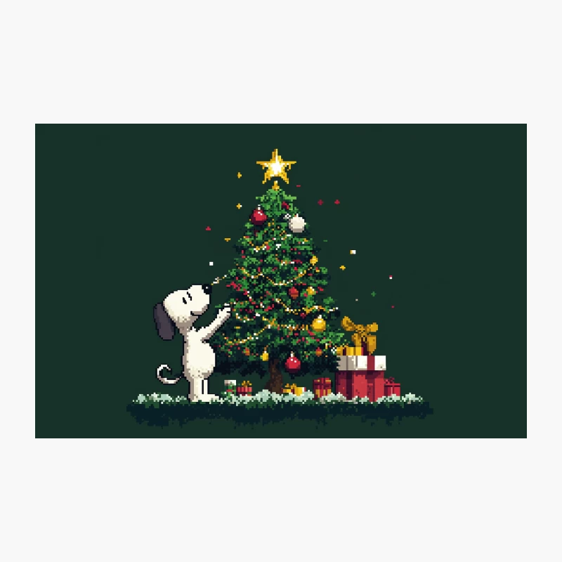 Snoopy's Pixel Art Christmas Tree Decoration Travel Mug