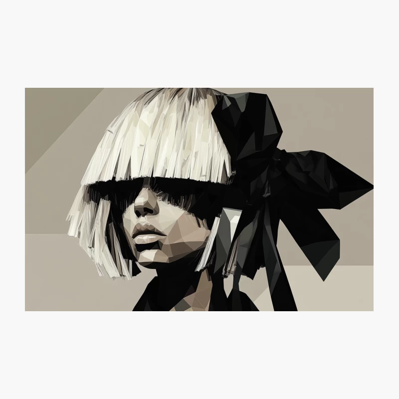 Geometric Pop Art Portrait: Avant-Garde Fashion in Black and White Travel Mug