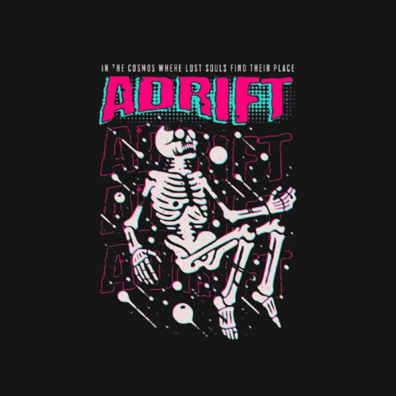 Adrift Skeletal Typography Design in Retro Punk Style Male Long Sleeve T-Shirt