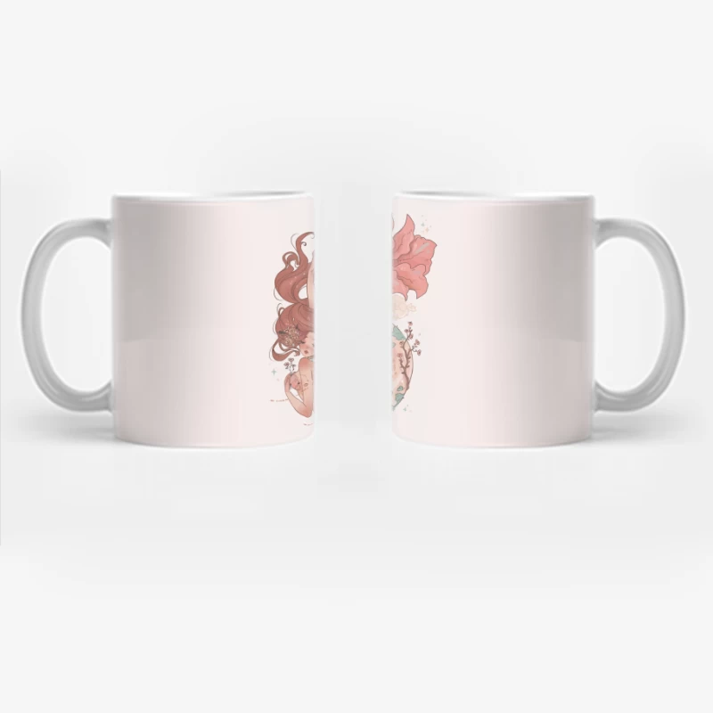 Enchanting Pastel Mermaid with Floral Accents Coffee Mug