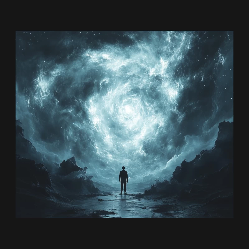 Cosmic Solitude: Silhouette Gazing at Surreal Galaxy Mouse Pad