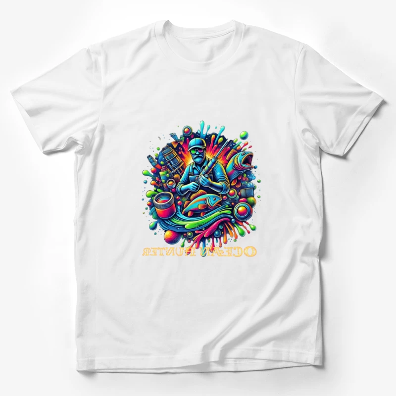 Psychedelic Fishing Adventure Art Male T-Shirt