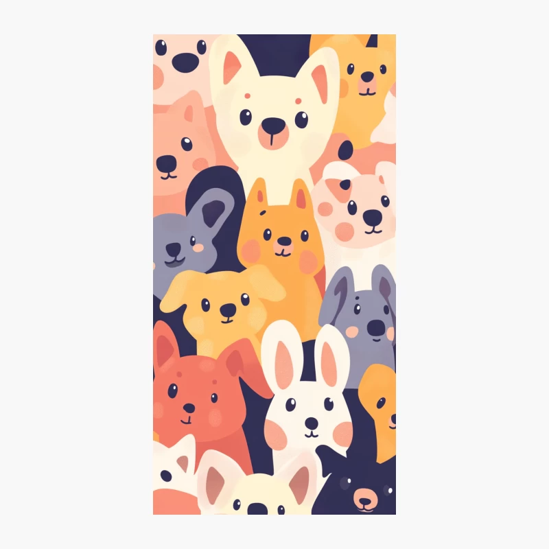 Cute Cartoon Animals Pattern with Pastel Colors iPhone Case