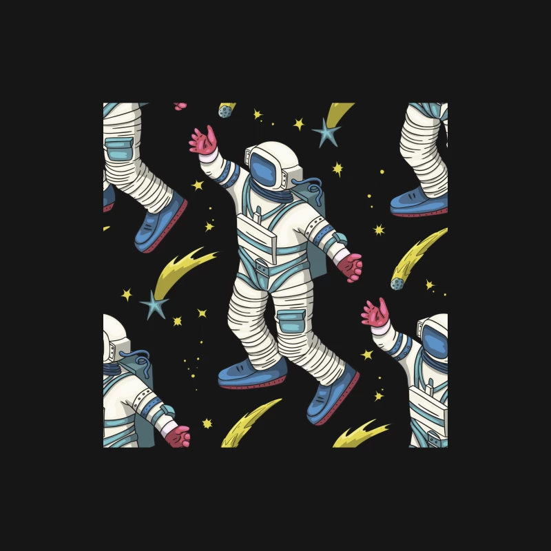 Astronautenmuster mit Sternschnuppen Herren Langarm T-Shirt