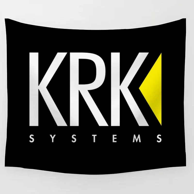 KRK Systems Minimalist Logo Design with Yellow Accent Tapestry